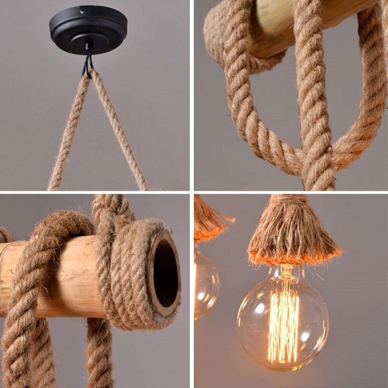 Bamboo and Hemp Rope 6-Light Chandelier