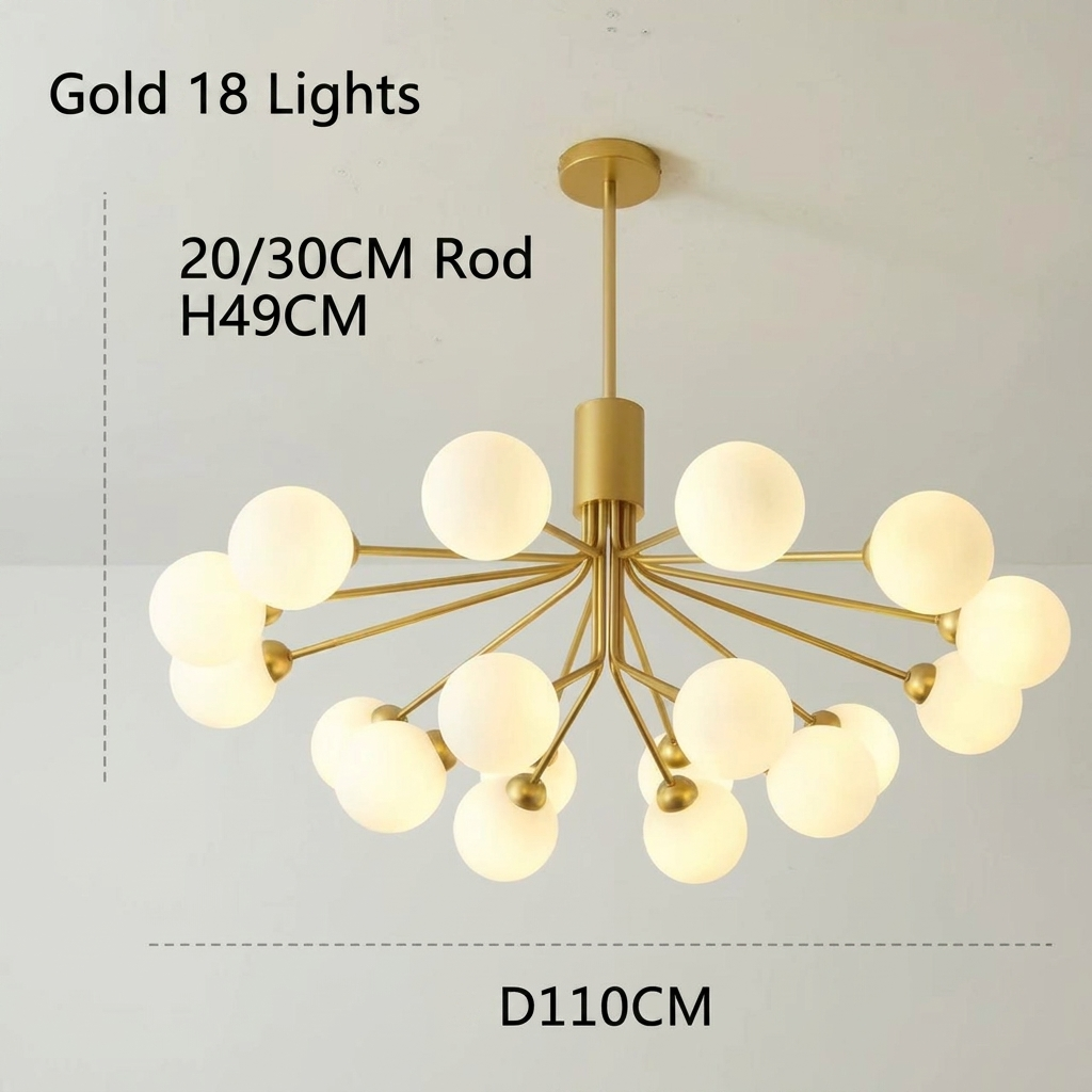 Gold Branching Globe Chandelier