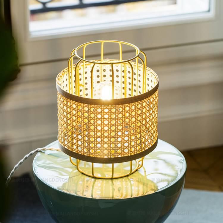 Rattan Cane Wire Birdcage Lantern