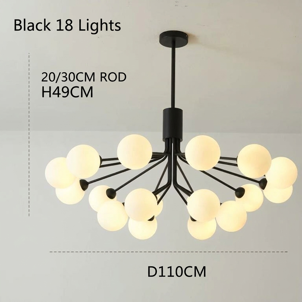 Multi-Globe Crown Chandelier in Black