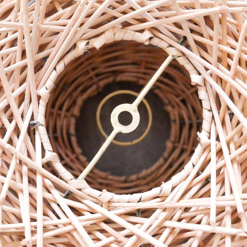 Shallow Rattan Woven Lamp Chandelier