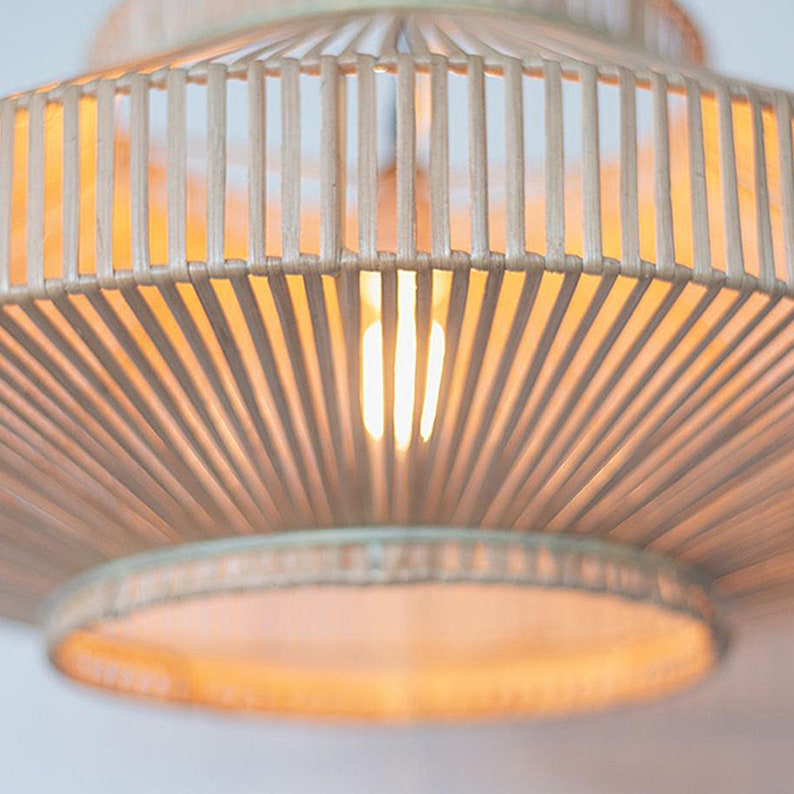 Rattan Woven Flush Mount Ceiling Light