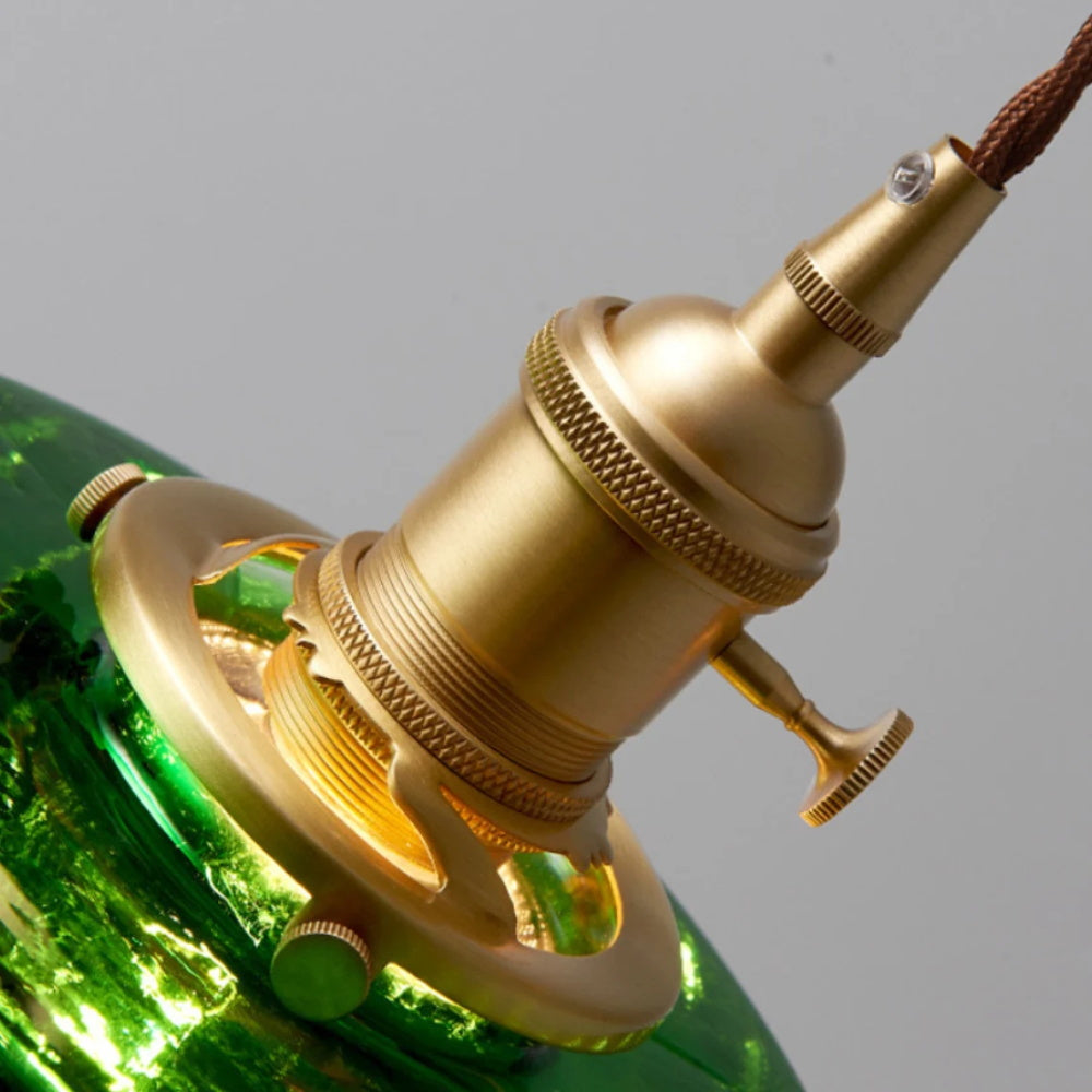 Green Ripple Glass Hanging Light