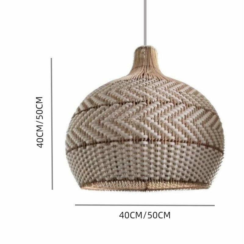 White Woven Rattan Pendant Light