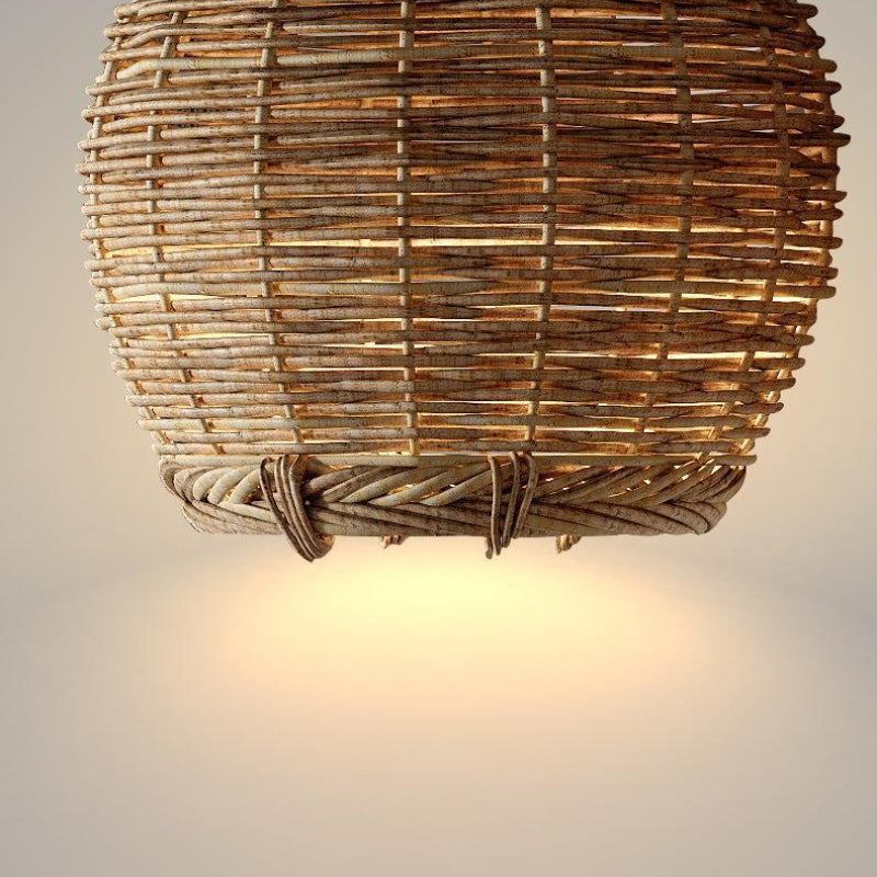 Retro Small Rattan Dining Pendant