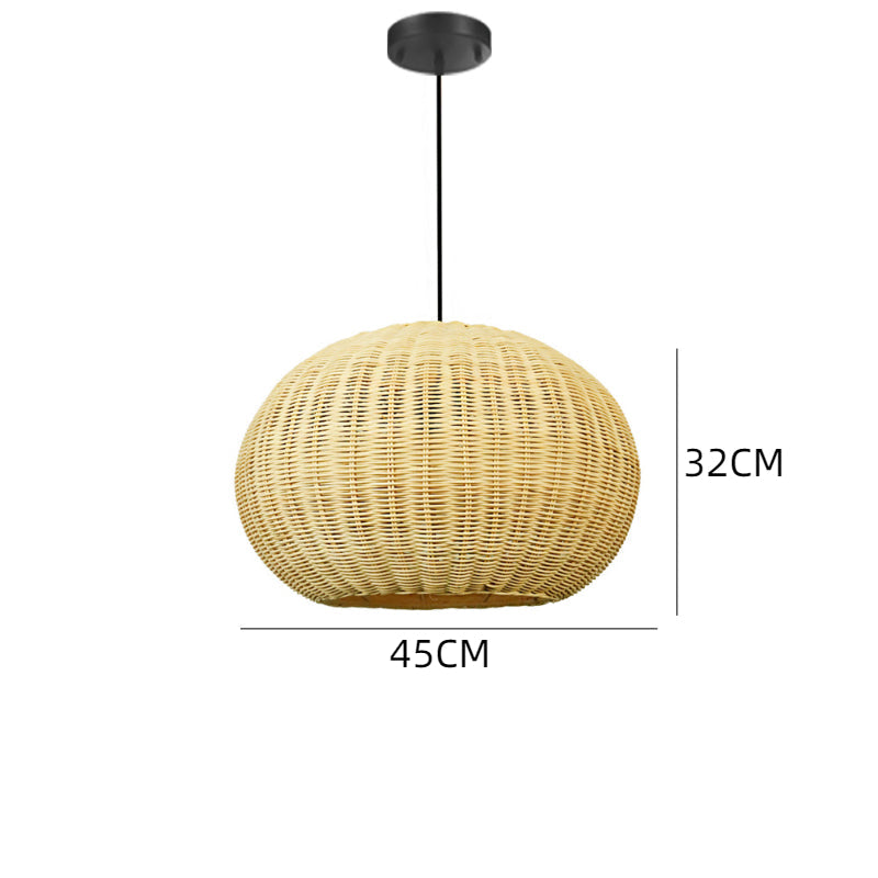 Round Wicker Rattan Basket Pendant