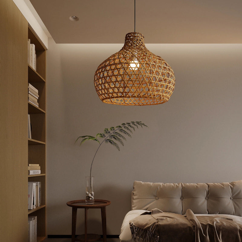 Wicker Jar Lantern Pendant Light