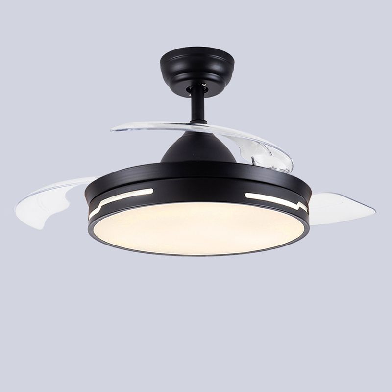 Drum Ceiling Fan with Concealable Blades