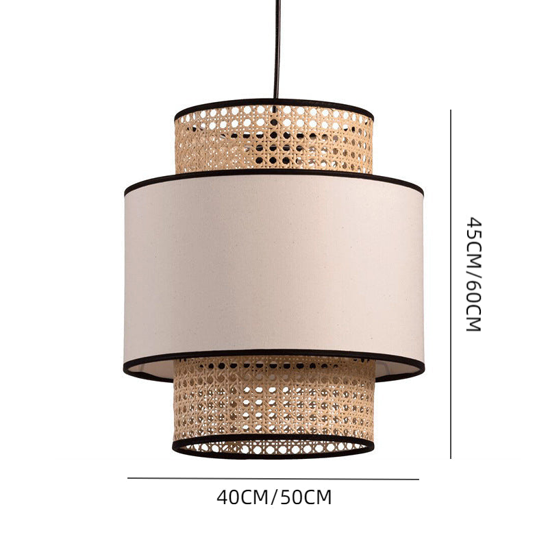 Linen and Rattan Caning Pendant Light