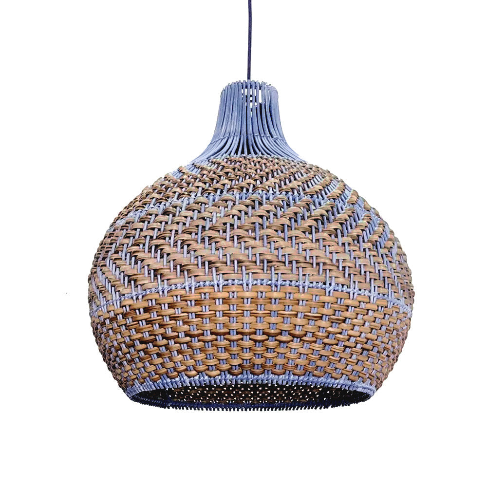 Courtland Blue Rattan Dome Pendant