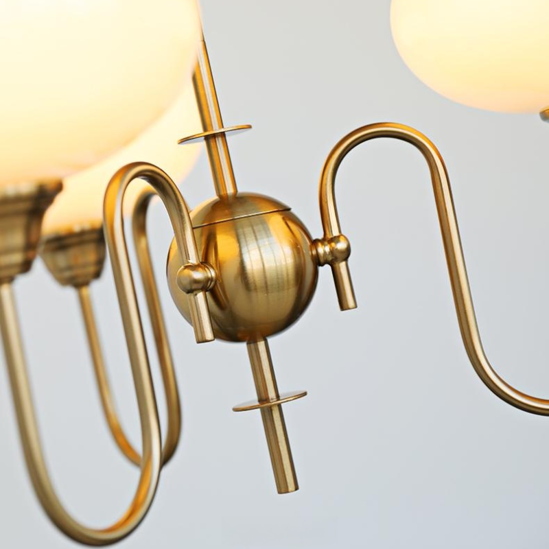 French Retro Gooseneck Globe Chandelier