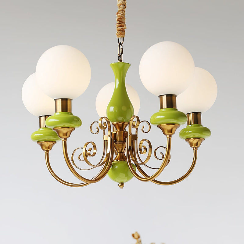 Green Glass Cluster Chandelier