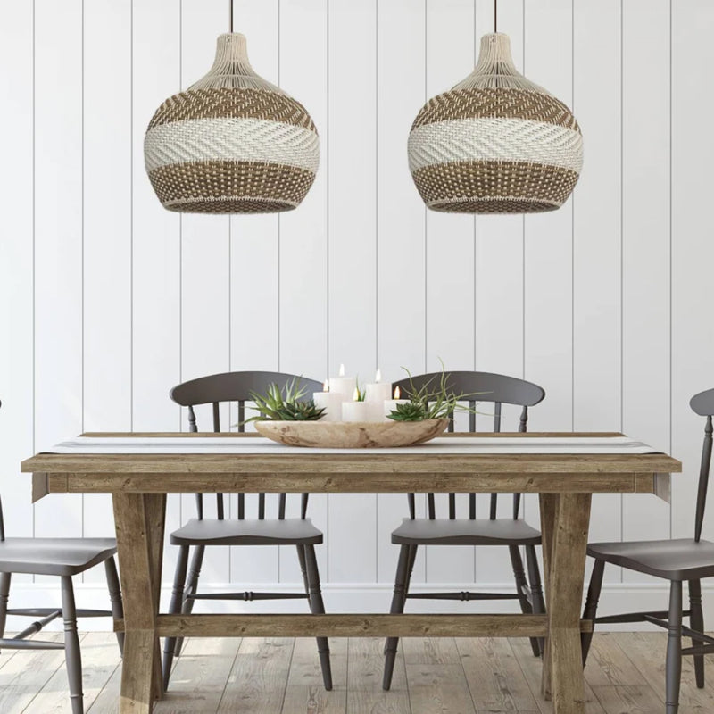 White Rattan Pendant Light