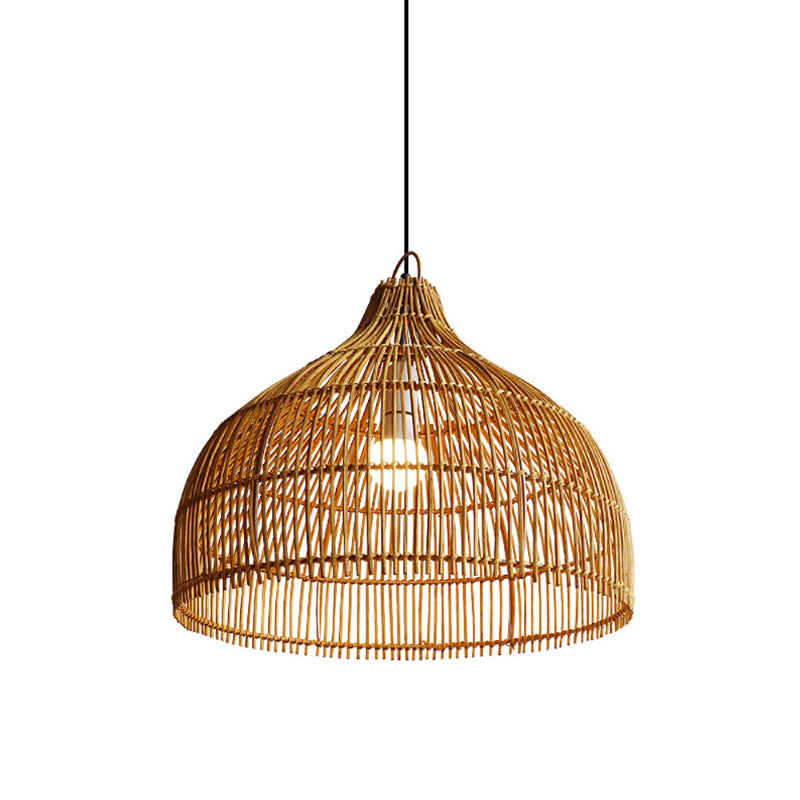 Simple Hand-Woven Rattan Hanging Lamp