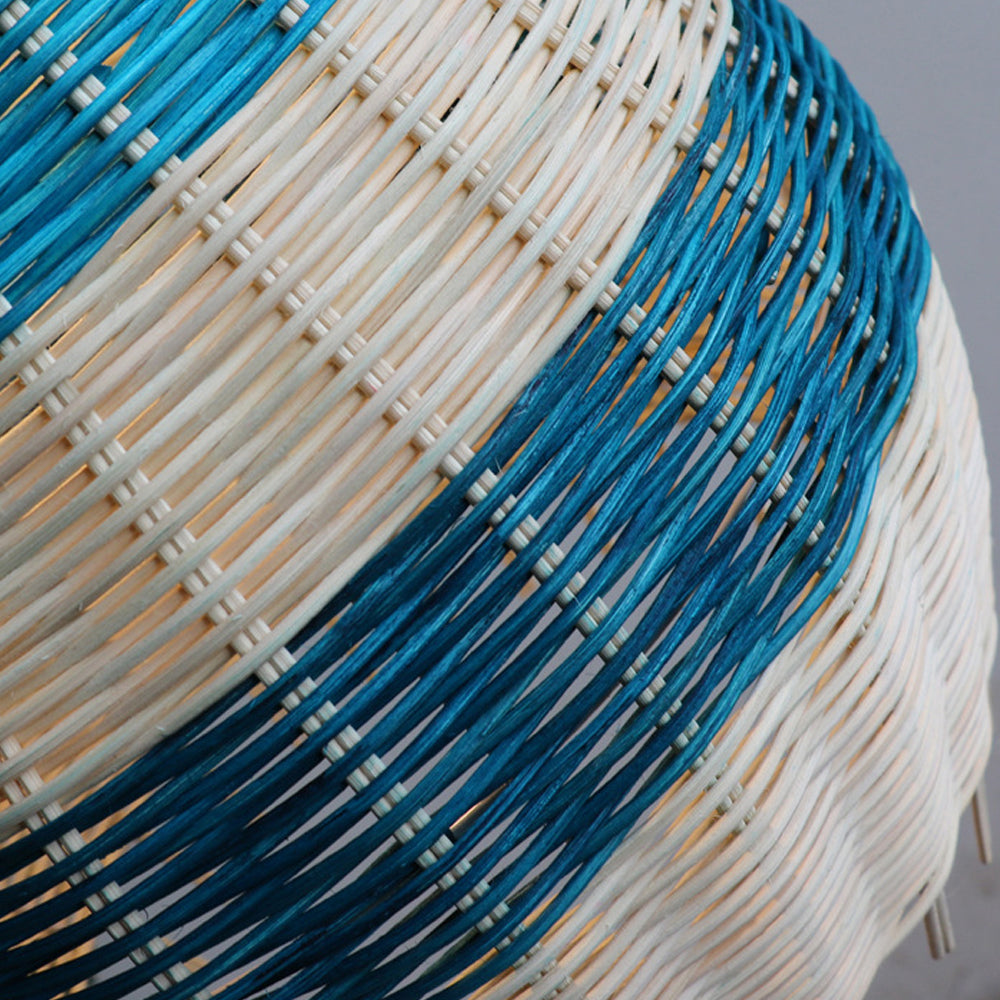 Blue Rattan Kitchen Island Pendant