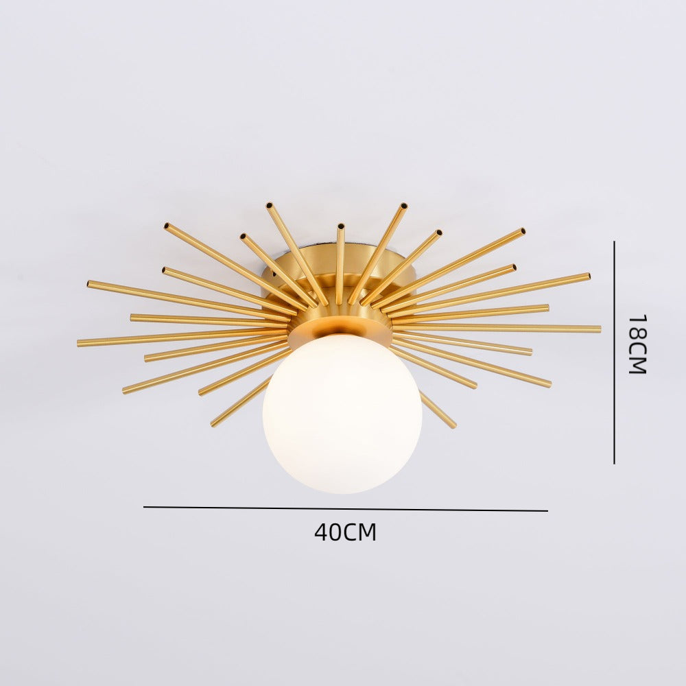 Gold Radiating Rod Flush Ceiling Light