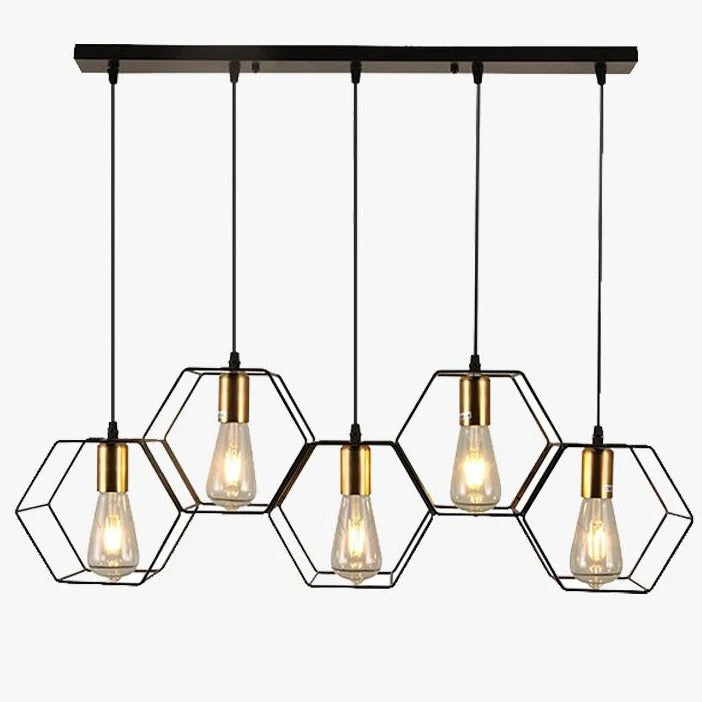 Geometric Iron Frame Chandelier in Black