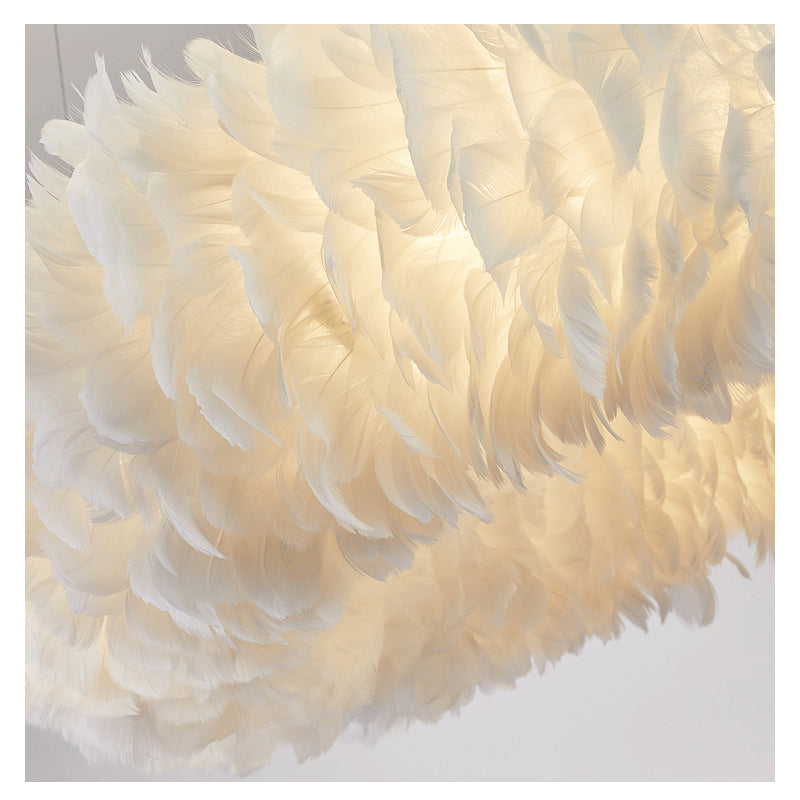 White Feather Ring Chandelier