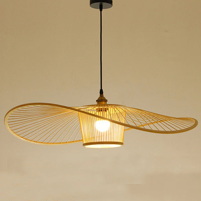Wide Flat Bamboo Pendant in Black or Log