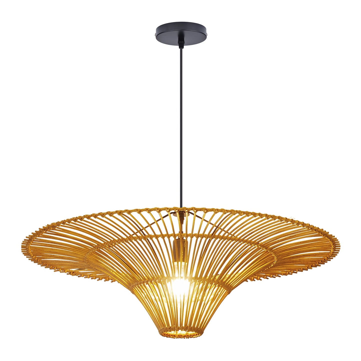 Large Rattan Wide-Brim Hat Pendant