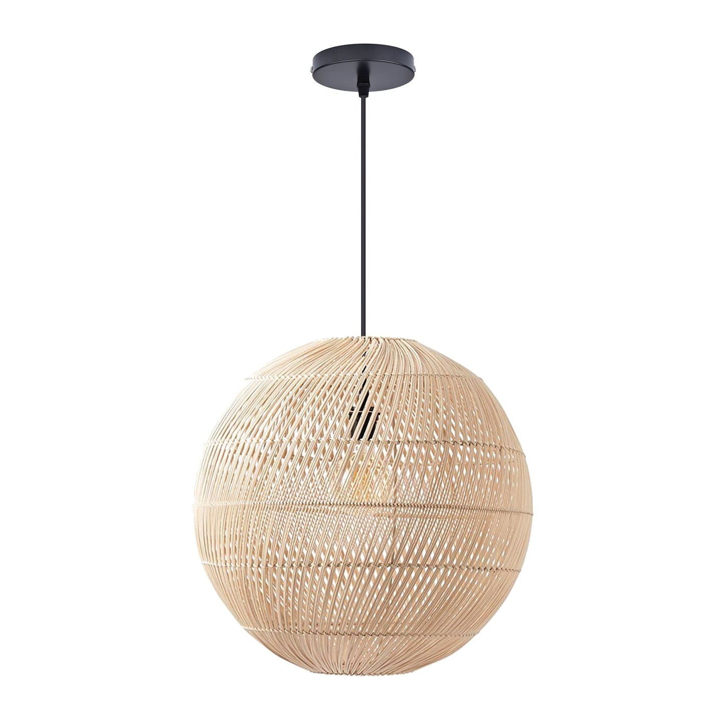 Hand-Woven Rattan Globe Orb Pendant