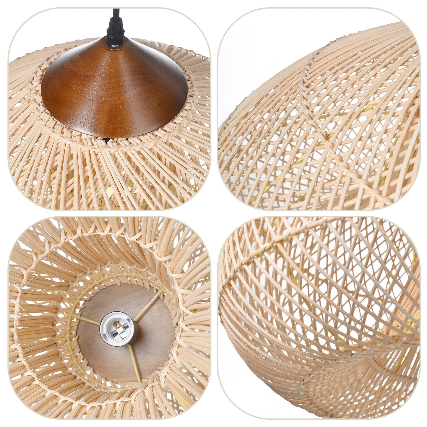 Double-Layer Rattan Basket Chandelier