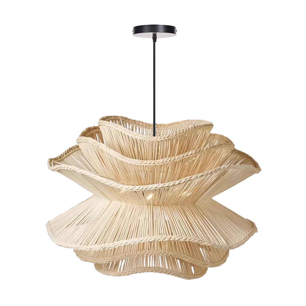 Flower Rattan Wicker Pendant Light