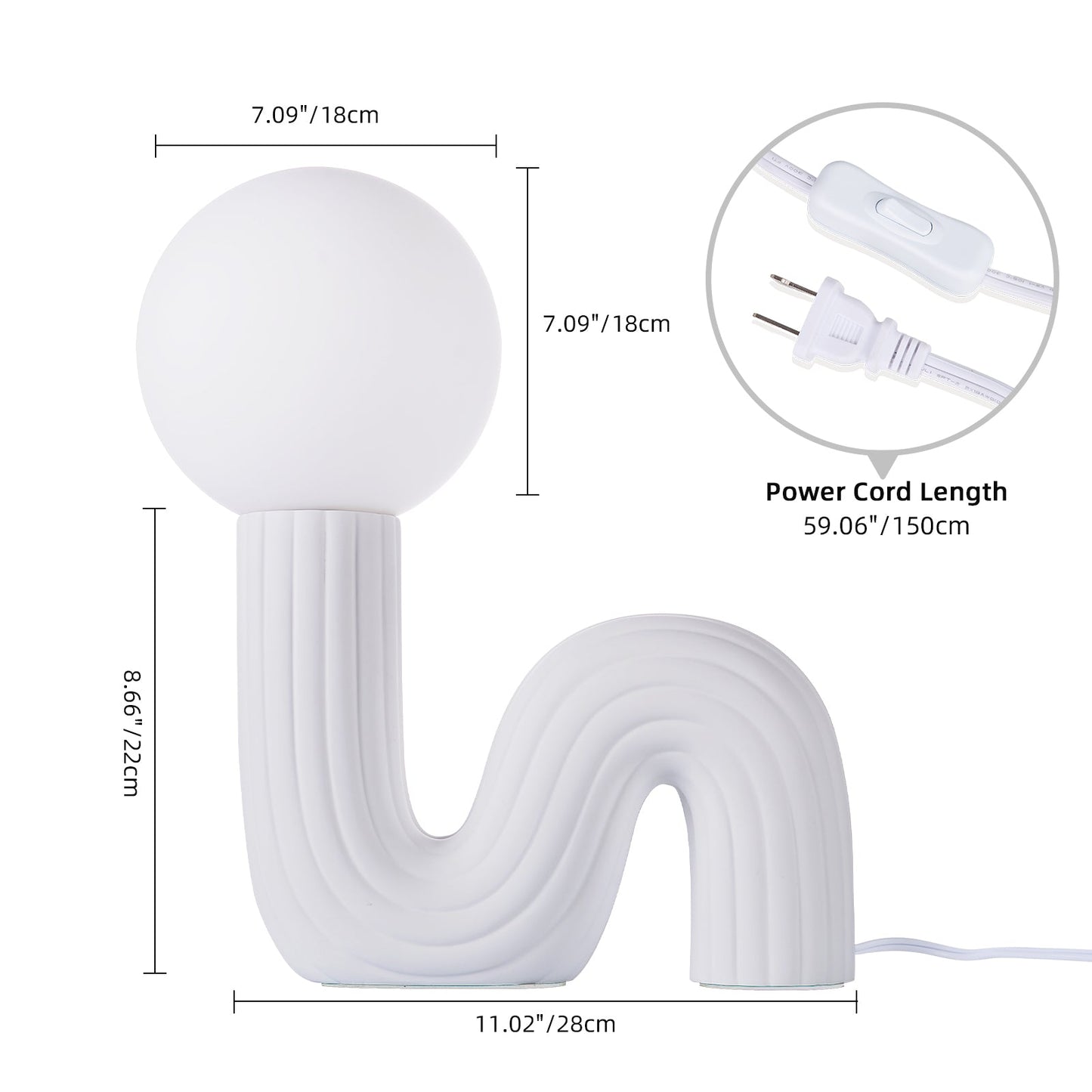 Memphis Wavy Ribbed Ceramic Table Lamp