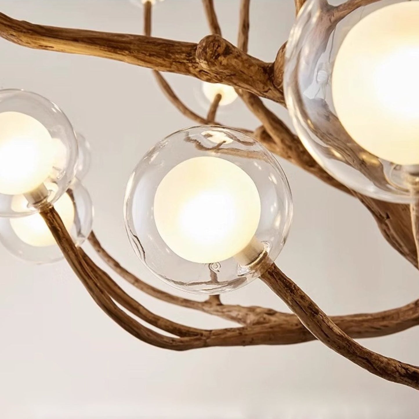 Organic Tree Branch Glass Globe Chandelier