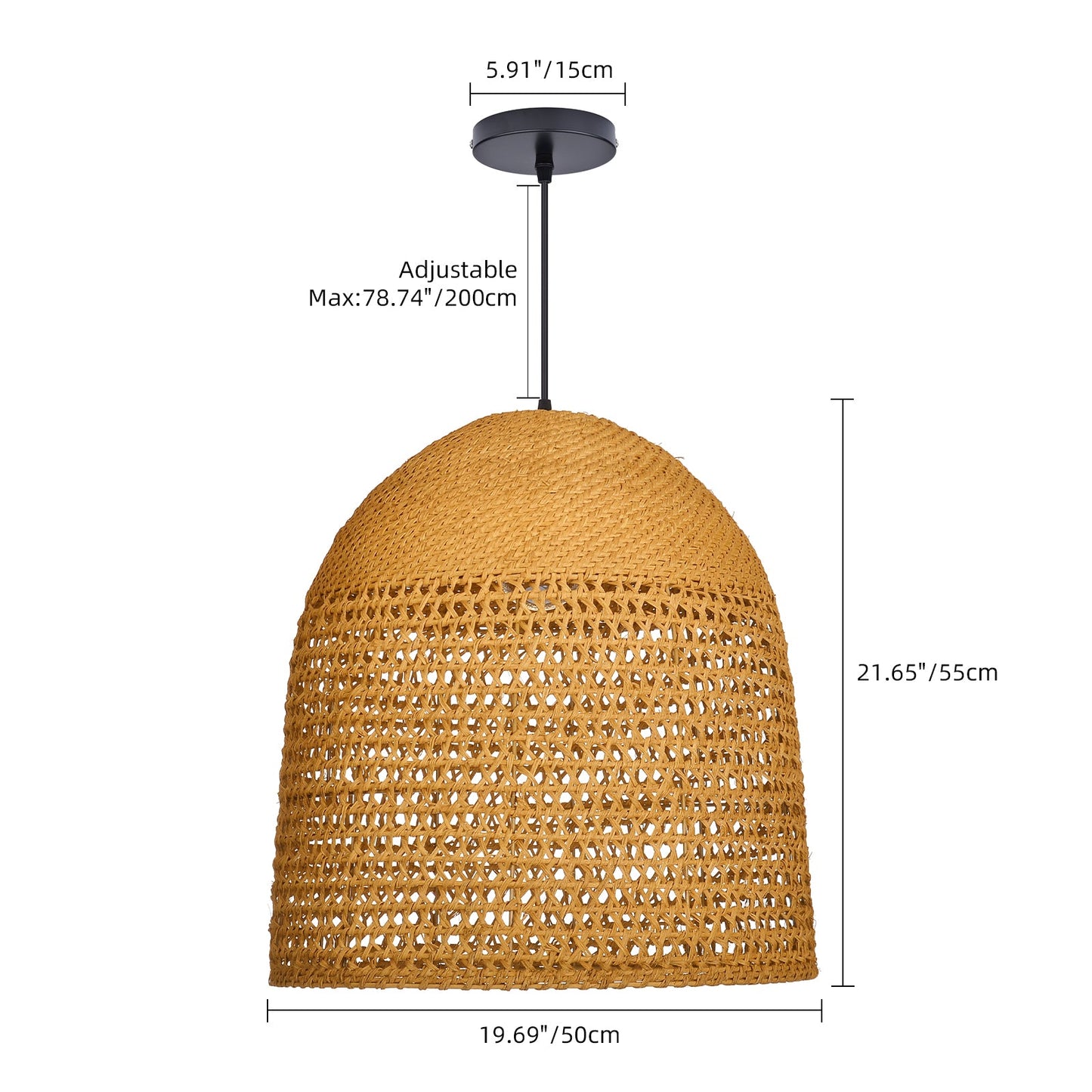 Open-Weave Straw Dome Pendant Light