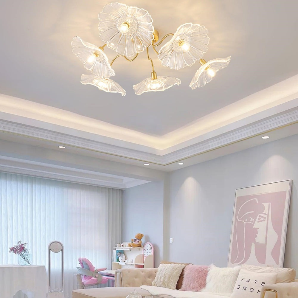 Vintage Lotus Leaf Glass Ceiling Light
