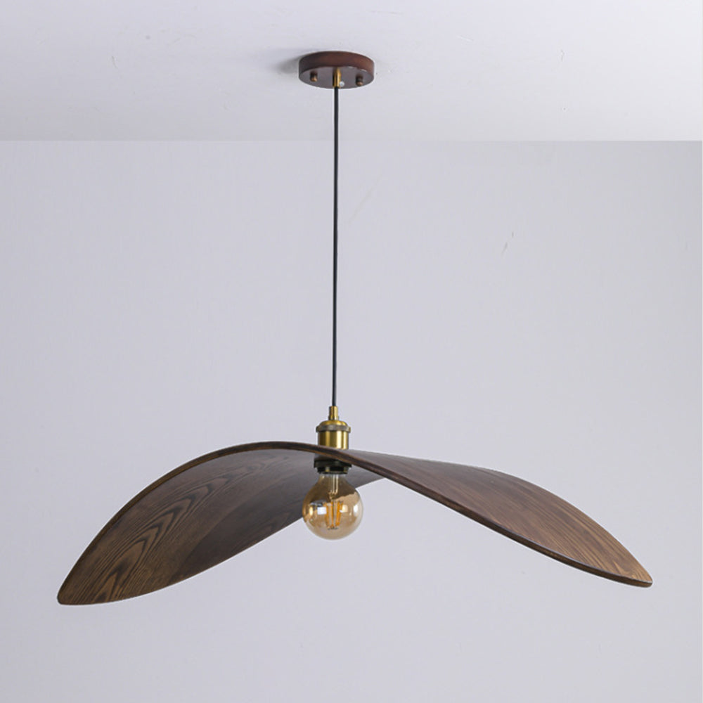 Curved Wood Veneer Wave Pendant Light