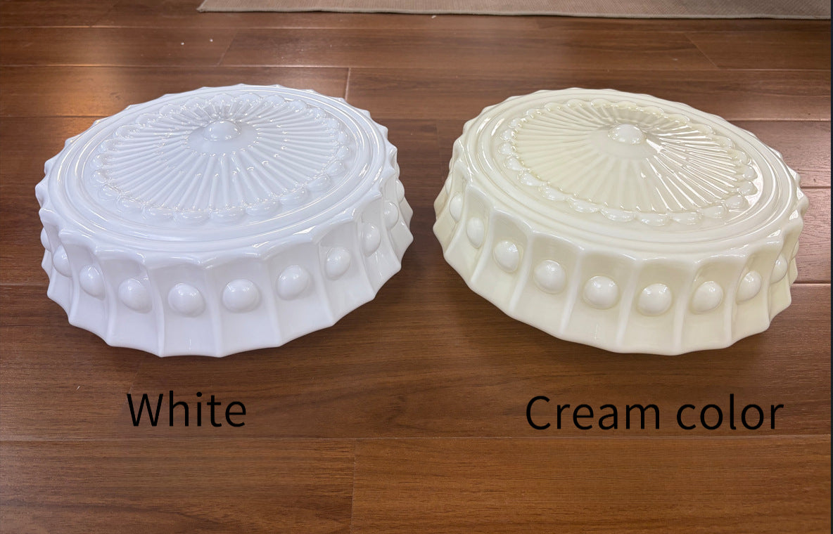 French Vintage Glass Flush Ceiling Light