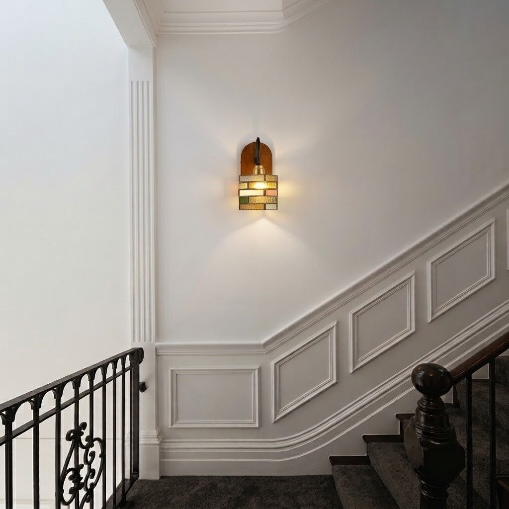Geometric Stained Glass Wall Light