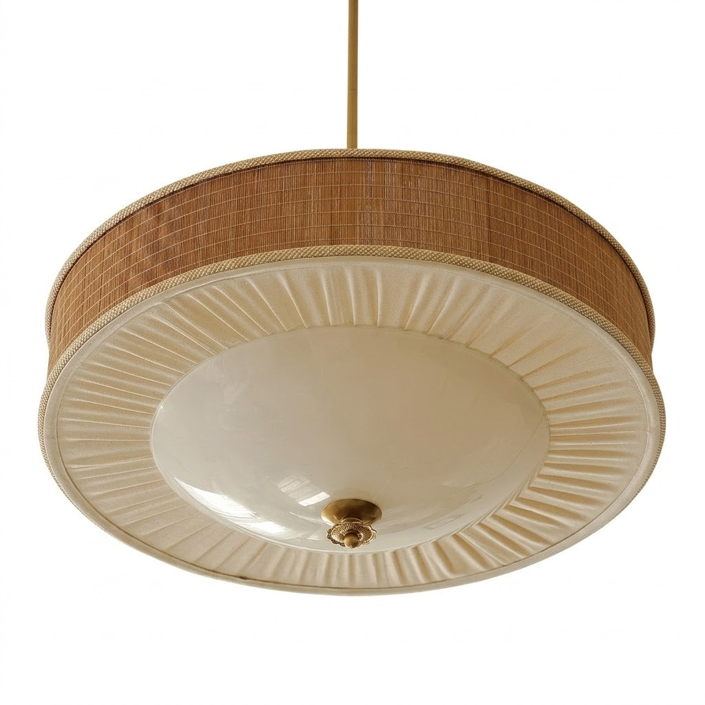 Rattan and Brass Pendant Light