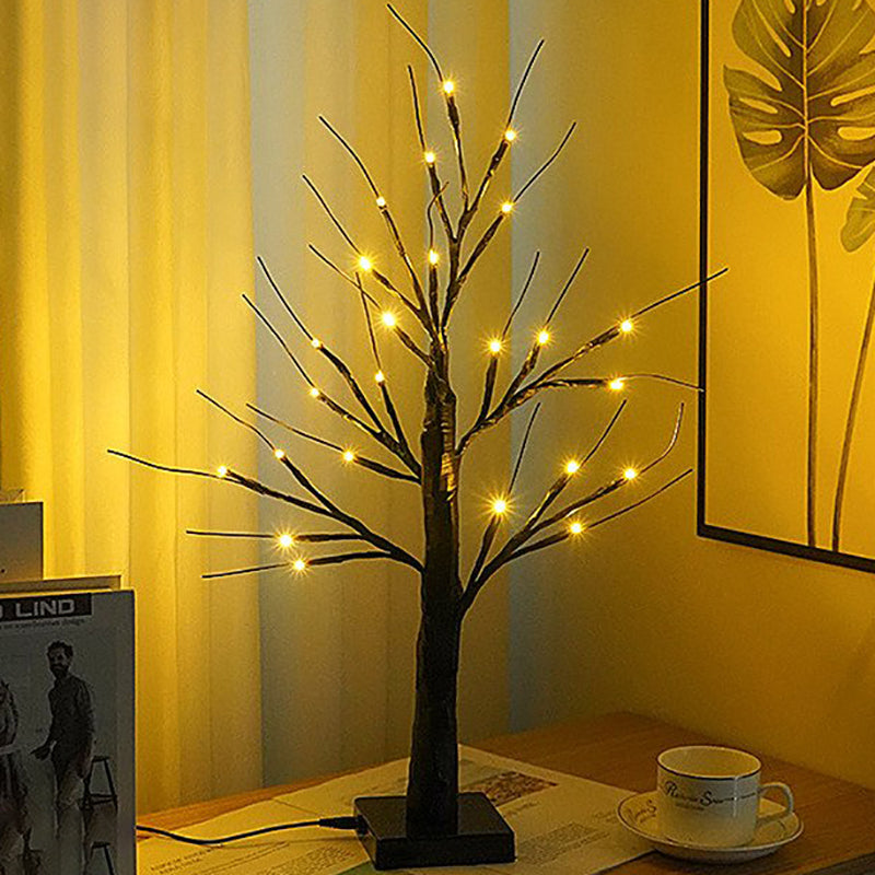 Lighted Maple and Pumpkin Autumn Tree