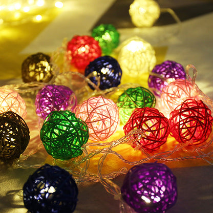 Rattan Ball String Lights-[Modern pendant lighting for bedroom and living space]-Demolights UK