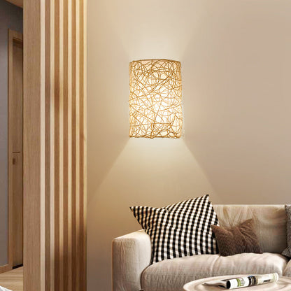 Rattan Wall Light Wicker Wall Pendant Lamps Boho Wall Sconce Light-[Modern pendant lighting for bedroom and living space]-Demolights UK