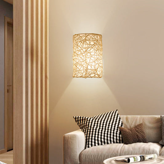 Rattan Wall Light Wicker Wall Pendant Lamps Boho Wall Sconce Light-[Modern pendant lighting for bedroom and living space]-Demolights UK