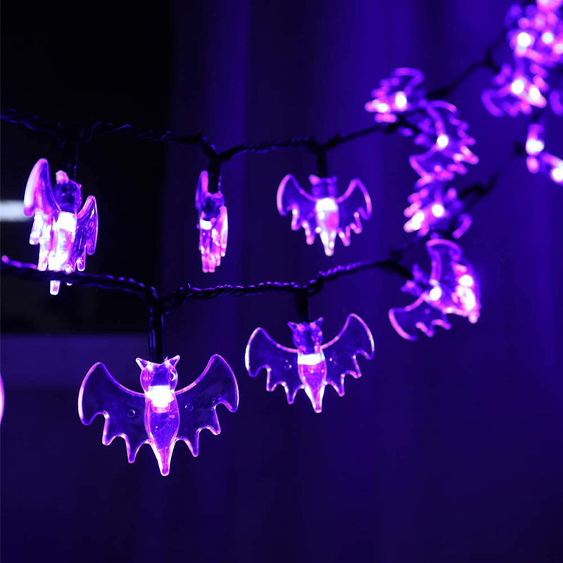Halloween Purple Bat LED String Lights