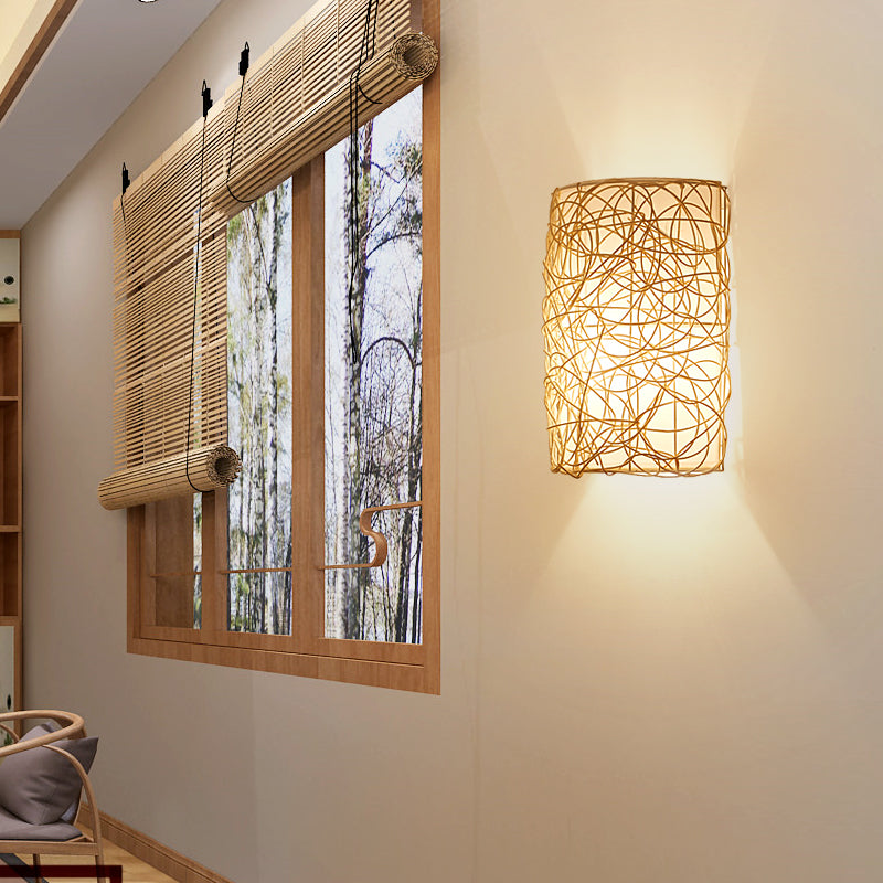 Rattan Boho Wall Sconce
