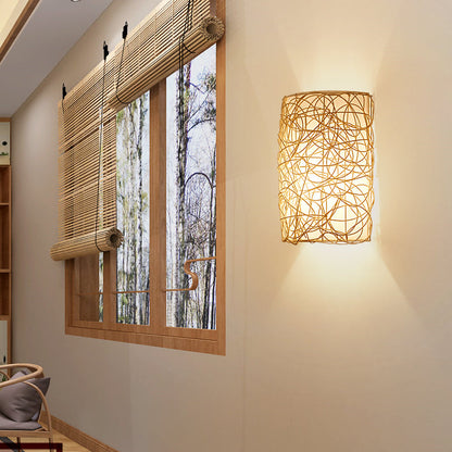 Rattan Boho Wall Sconce