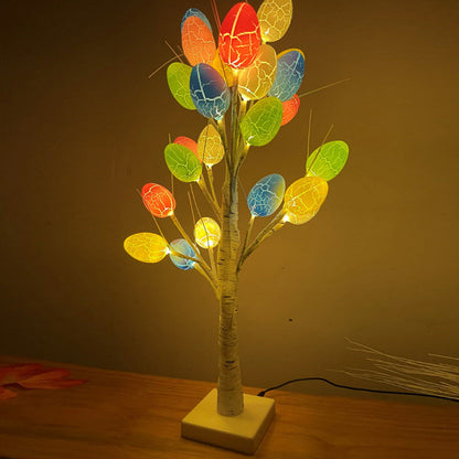 Lighted Birch Tree with Egg Ornaments