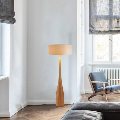 Wood Base Study Desk and Floor Lamp