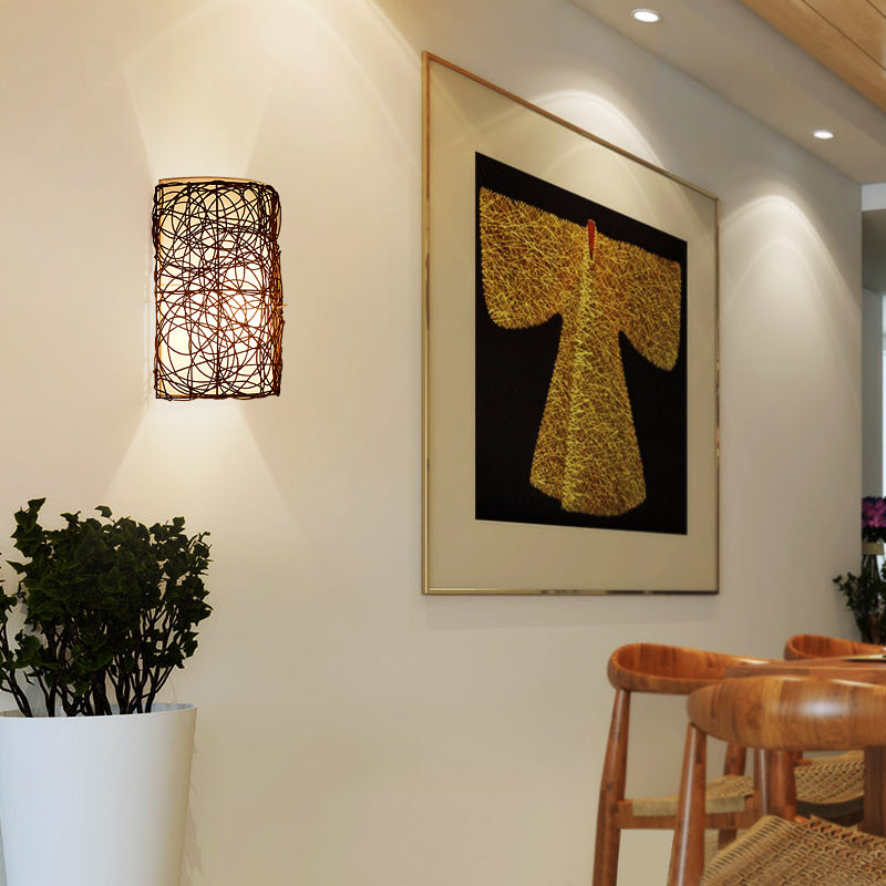 Rattan Boho Wall Sconce