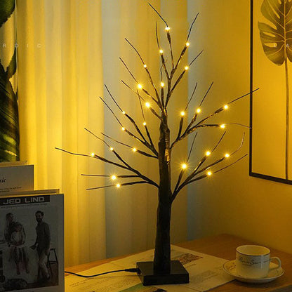 Lighted Maple and Pumpkin Autumn Tree