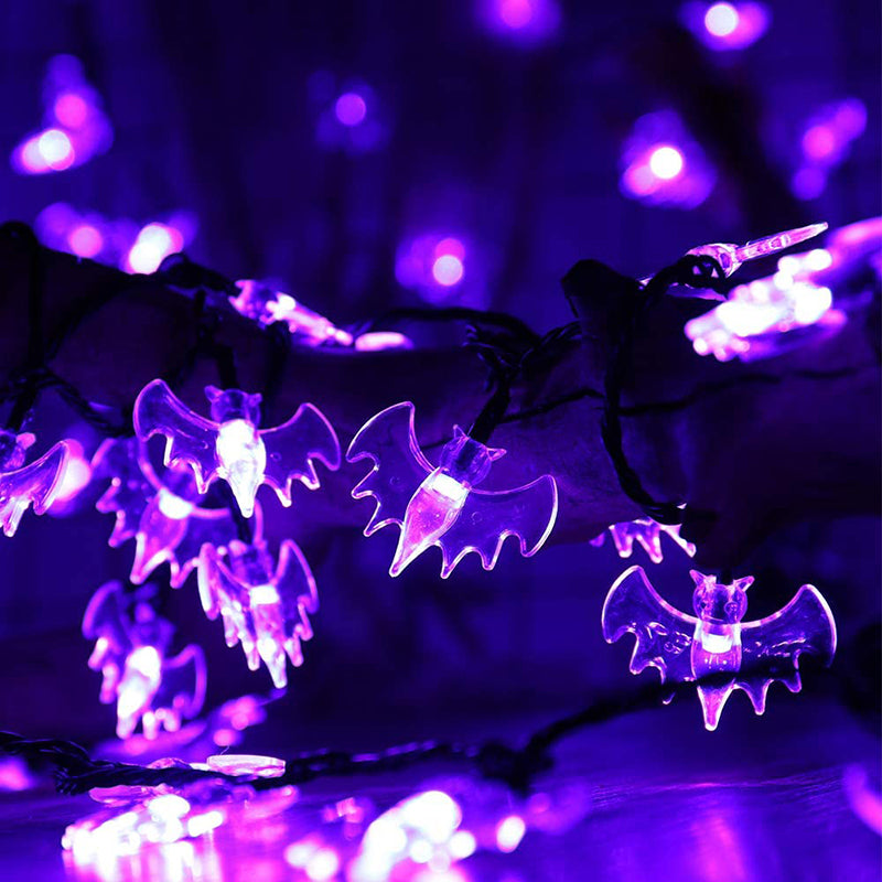 Halloween Purple Bat LED String Lights