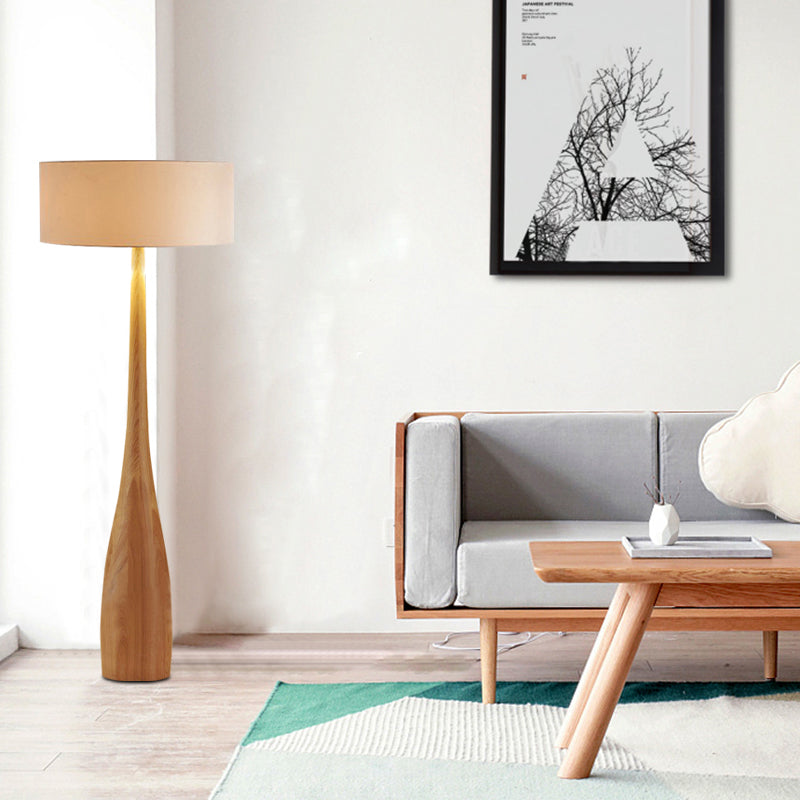 Wood Base Study Desk and Floor Lamp