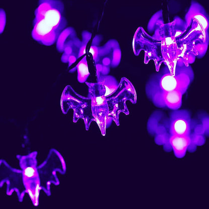 Halloween Purple Bat LED String Lights