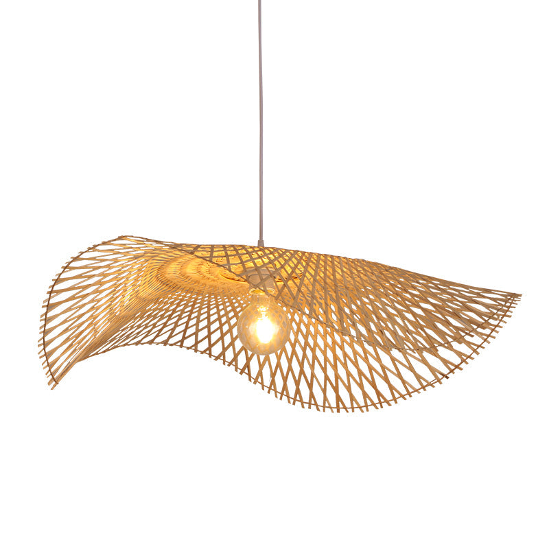 Woven Bamboo Straw Hat Pendant Light